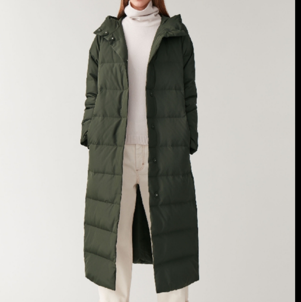 COS hooded long puffer coat NWT